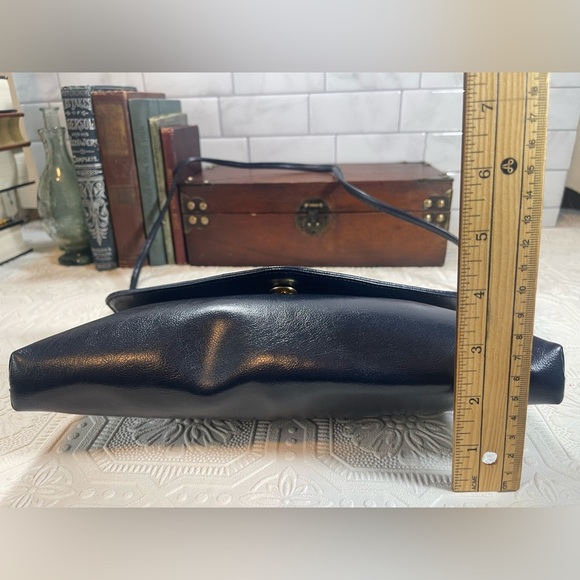 JOHN HORT Royal Dark Blue VINTAGE Retro Leather Shoulder Purse Judy Award Canada - Picture 6 of 6